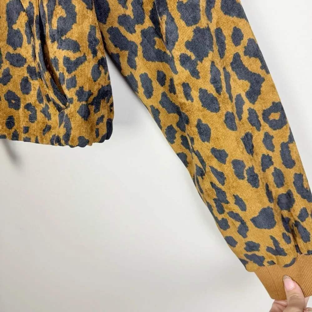 Essue | Animal Print Textured Semi Crop Zip Front Jacket Women’s Size Medium